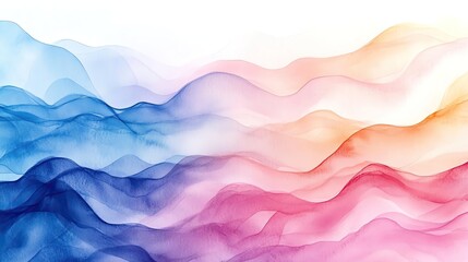 Poster - A vibrant abstract background featuring flowing waves in soft hues of blue, pink, and orange, perfect for creative projects.