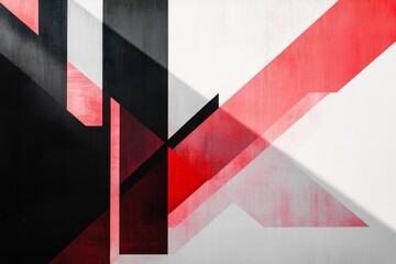 Poster - A striking abstract artwork showcasing bold red, black, and white shapes creating a dynamic and powerful visual effect, exemplifying a modern and edgy artistic expression.