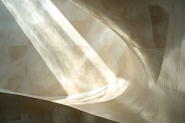 Fototapete - this image captures a beautifully minimalist architectural space that is gently illuminated by soft,