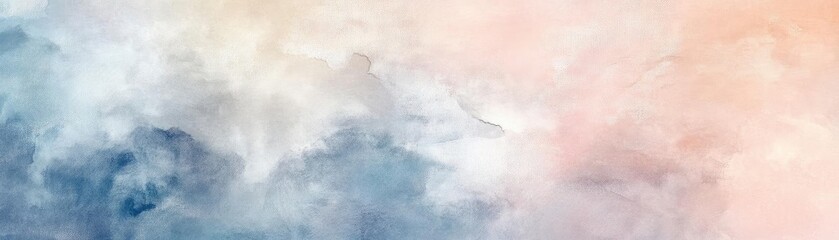 Poster - A beautiful abstract watercolor background featuring soft hues of blue, pink, and cream, perfect for artistic projects and designs.