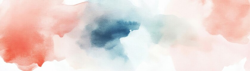 Poster - A beautiful abstract watercolor background with soft hues of red, blue, and white, perfect for creating a calm and serene design.