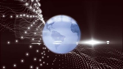Poster - Animation of globe with network of connections over dark background