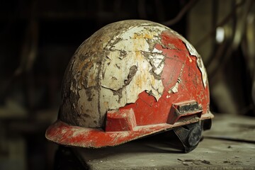 Wall Mural - Worn and Weathered Red Hard Hat