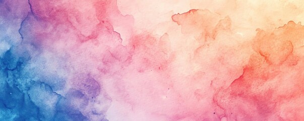 Poster - A vibrant abstract watercolor background blending pink, blue, and orange hues, perfect for creative projects and artistic designs.