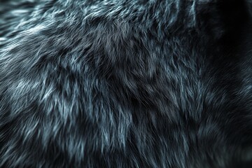Poster - A highly detailed close-up image of a wolf's dark grey fur coat, highlighting the softness and intricate pattern of each fur strand, suggesting the beauty of wildlife.