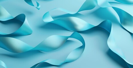 Poster - Abstract background. Windows wallpaper, 3D render, abstract background with blue curved shapes, dark turquoise color