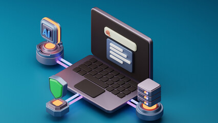 Laptop Technology object illustration 3D 