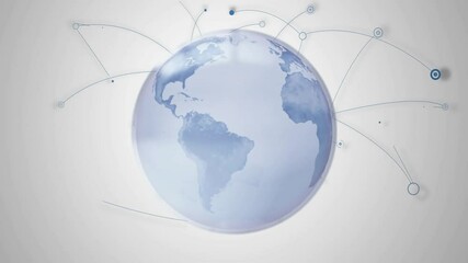 Poster - Animation of globe with network of connections over white background