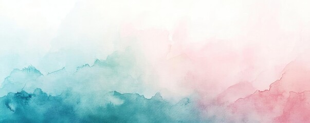 Poster - A serene watercolor abstract background blending soft blue and pink hues, perfect for artistic and creative projects.
