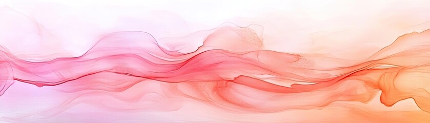 Aufkleber - Abstract design featuring flowing waves of soft pink and orange hues, creating a tranquil and modern aesthetic for various uses.