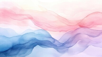 Aufkleber - An abstract watercolor painting featuring gentle waves in soft pink, blue, and lavender tones, evoking a serene atmosphere.