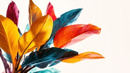 Poster - Vibrant Tropical Leaves in a Colorful Arrangement