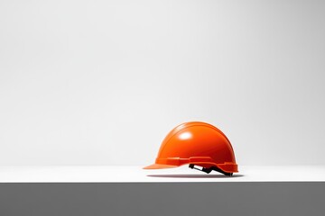 Canvas Print - Orange Hard Hat on a White and Gray Surface