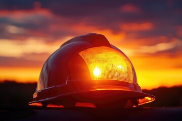 Sticker - Hard Hat Silhouette Illuminated by Sunset