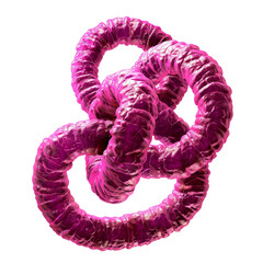 Poster - Colorful abstract sculpture depicting intertwined shapes, showcasing vibrant pink hues and a glossy texture against a transparent background