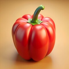 Poster - A 3D rendering of a bright red bell pepper. perfect for adding a touch of vibrancy and freshness to your designs.