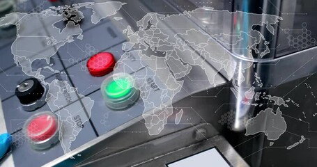 Poster - Animation of world map over hand pushing buttons