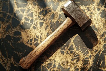 Poster - Weathered Wooden Hammer Head on Textured Surface