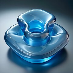 Poster - Abstract 3D blue glass element. perfect for futuristic. tech. or science designs.