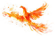 © David Kreuzberg - burning phoenix with orange flames isolated on white or transparent png