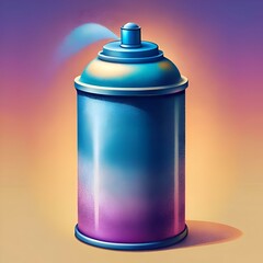 Poster - A vibrant blue and purple spray paint can with a metallic finish.