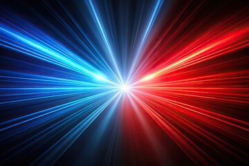 Wall Mural - Abstract red and blue light beams on black background