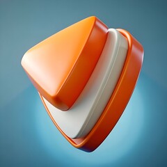 Poster - A modern. abstract 3D element with a layered triangle design in orange and white.