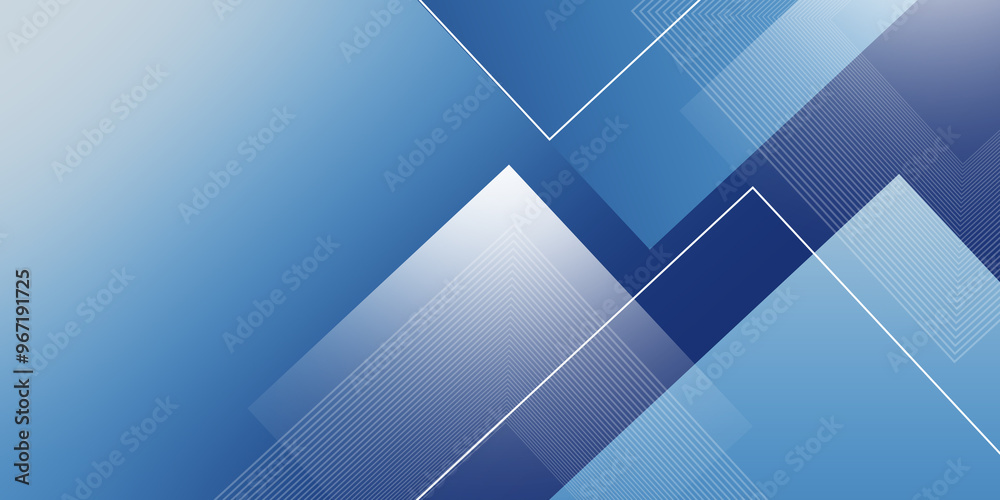 Blue and white abstract geometric presentation background with ...