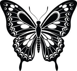 Wall Mural - black butterfly vector illustration silhouette, Print