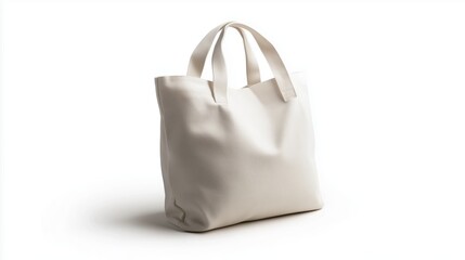 Wall Mural - Stylish cream tote bag on a neutral background, perfect for daily errands and casual outings