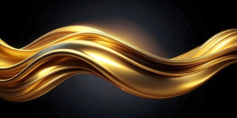 Wall Mural - smooth golden flow on a black background for high-end design