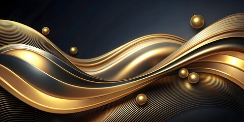 Wall Mural - luxurious flowing golden wave against black background wallpaper