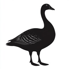 Canvas Print - Black and white silhouette of a goose.