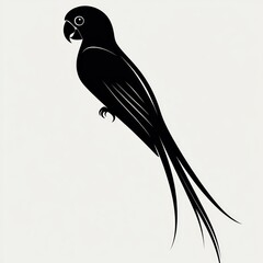 Sticker - Black and white silhouette of a parrot.