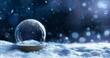 © Romolo Tavani - Christmas Snow Globe In Eve Night - Wish Concept With Snowing And Blue Abstract Defocused Background