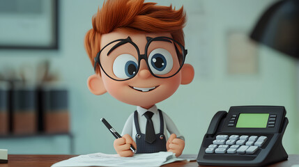 Wall Mural - A cartoon character cute Accountant Jobs