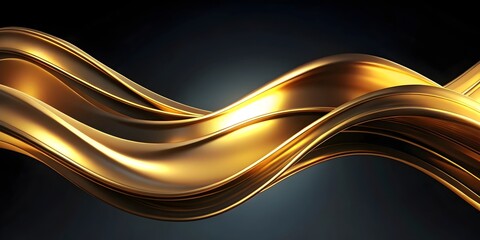 Wall Mural - sleek gold wave on black background for modern product branding