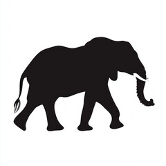 Sticker - Black silhouette of an elephant walking.