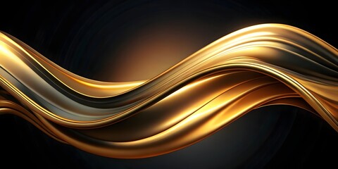 Wall Mural - luxurious flowing golden wave on black for contemporary branding