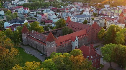 Wall Mural - Aerial scenery with the Teutonic Castle in Bytow, a former stronghold for Pomeranian dukes. Poland