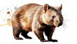 © Galeno - watercolor illustration wombat wildlife style isolated white creative conceptual animal art abstract brush strokes infused realism