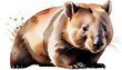 © Galeno - watercolor illustration wombat wildlife style isolated white creative conceptual animal art abstract brush strokes infused realism
