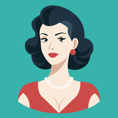 Sticker - woman face vector retro beauty illustration