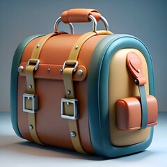 Poster - A 3D illustration of a travel bag with a vintage feel.