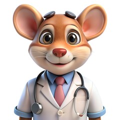 Canvas Print - Cute cartoon mouse doctor wearing a white coat and stethoscope. perfect for children's healthcare. medicine. or animal care illustrations.