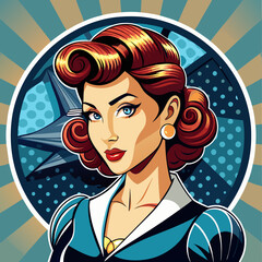 Sticker - woman face vector retro beauty illustration