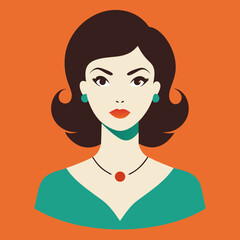 Sticker - woman face vector retro beauty illustration