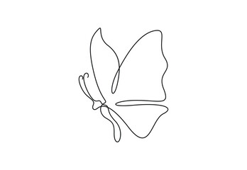 Sticker - Butterfly continuous one line drawing. Isolated on white background vector illustration