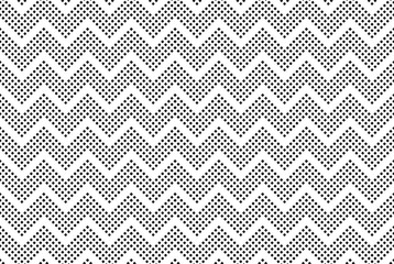 Wall Mural - Seamless Zig Zag Dots Pattern. Black and White Texture.