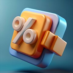 Sticker - 3D rendered discount icon with a playful and modern design.